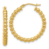 14K Yellow Gold Beaded Hoop Earrings 25MM